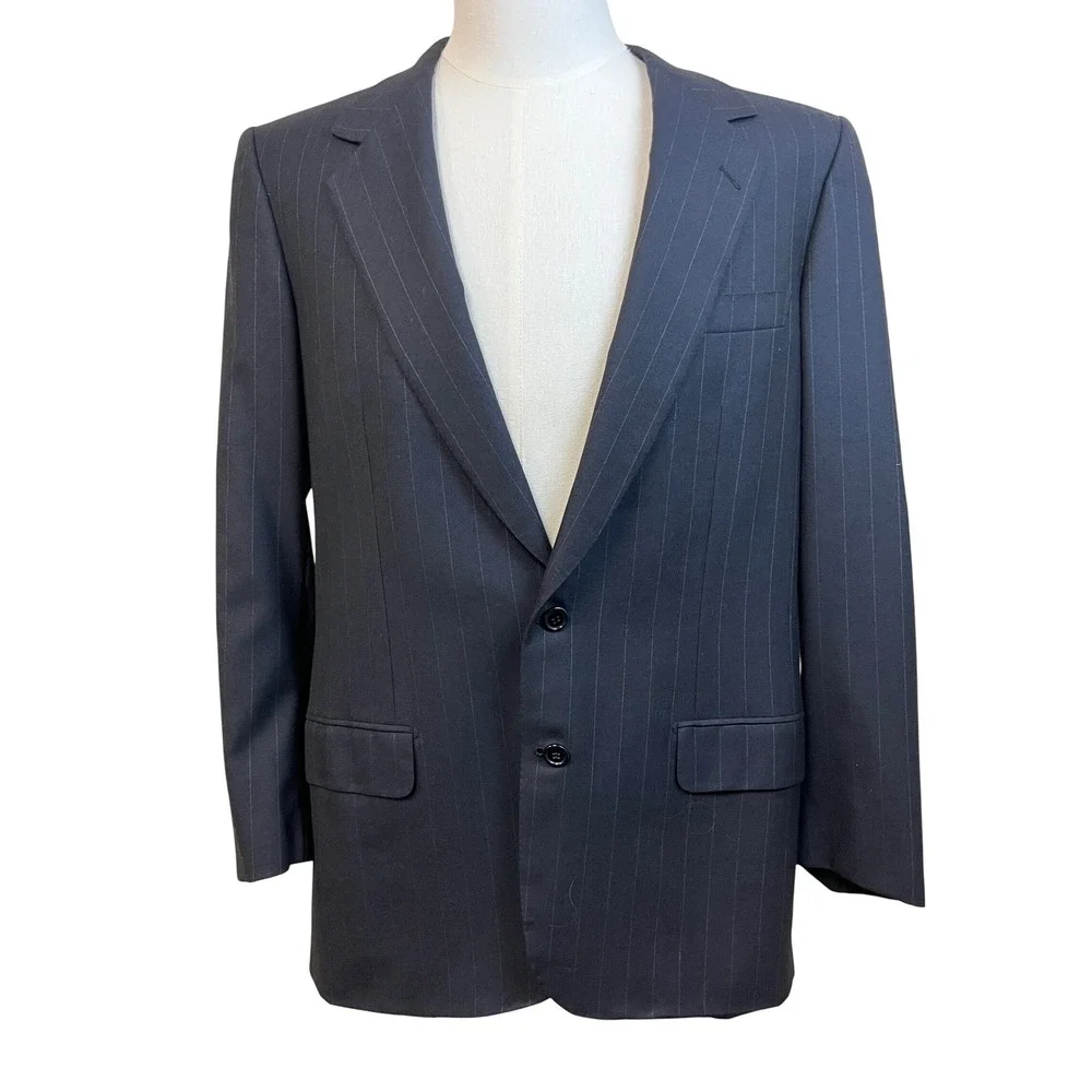 BRIONI Blazer Sport Coat 40L Blue‎ Pinstripe Wool Italy Luxury Professional